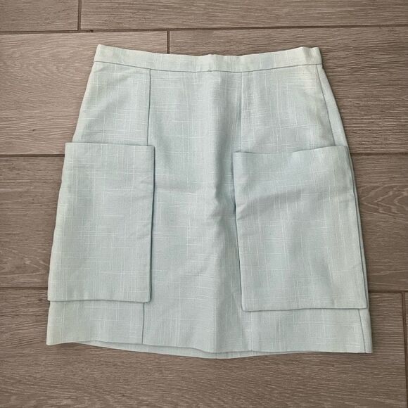 Whistles Linen Blend Skirt Preppy size 6 Light Baby Blue - Picture 1 of 6